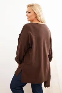 Kesi Włoski Dámska blúzka Plus Size bavlnená s potlačou hnedá