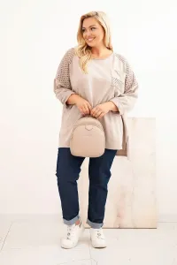 Legínovo Dámska mikina Plus Size bavlnená s potlačou béžová Farba: Béžová, Veľkosť: UNI