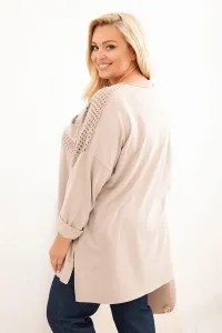Legínovo Dámska mikina Plus Size bavlnená s potlačou béžová Farba: Béžová, Veľkosť: UNI