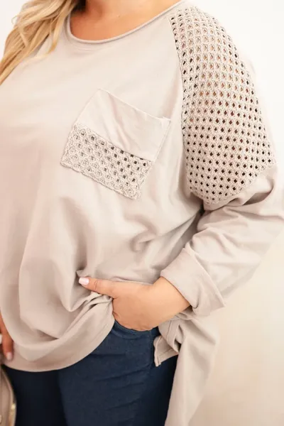 Legínovo Dámska mikina Plus Size bavlnená s potlačou béžová Farba: Béžová, Veľkosť: UNI