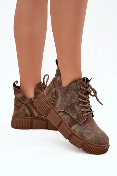 BIG STAR SHOES Semišové nízke dámske členkové topánky na platforme Big Star