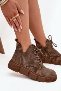 BIG STAR SHOES Semišové nízke dámske členkové topánky na platforme Big Star