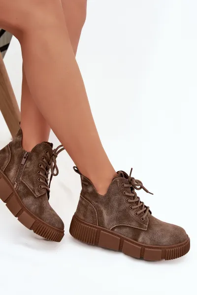 BIG STAR SHOES Semišové nízke dámske členkové topánky na platforme Big Star
