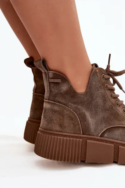 BIG STAR SHOES Semišové nízke dámske členkové topánky na platforme Big Star