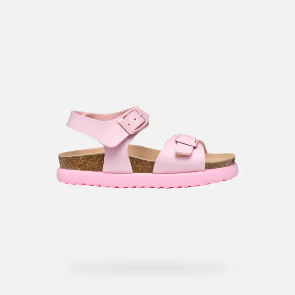 Pink Girls Sandals Geox Sandalubblebow - Girls