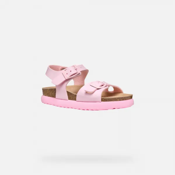 Pink Girls Sandals Geox Sandalubblebow - Girls