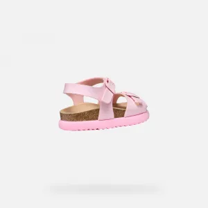 Pink Girls Sandals Geox Sandalubblebow - Girls