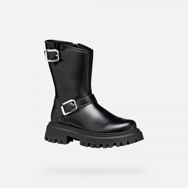 Black Girls Ankle Boots Geox Maquinnens - Girls