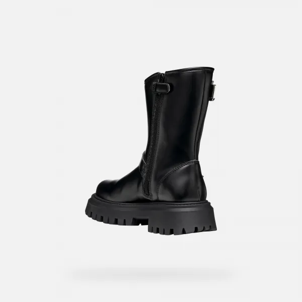 Black Girls Ankle Boots Geox Maquinnens - Girls