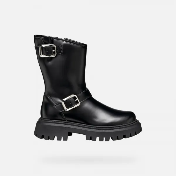 Black Girls Ankle Boots Geox Maquinnens - Girls