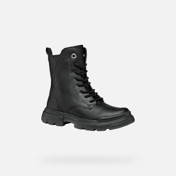 Black Girls Ankle Boots Geox Junette - Girls