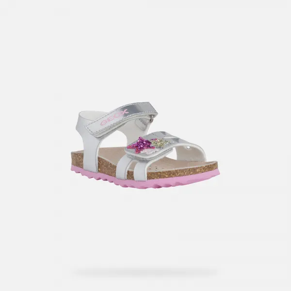 Silver Girls Sandals Geox Chalki - Girls