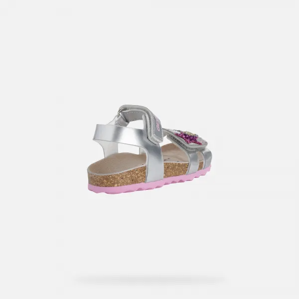 Silver Girls Sandals Geox Chalki - Girls