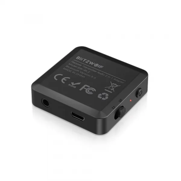 BlitzWolf BW-BL2 Bluetooth vysielač / prijímač 3.5mm jack, čierny (BW-BL2)