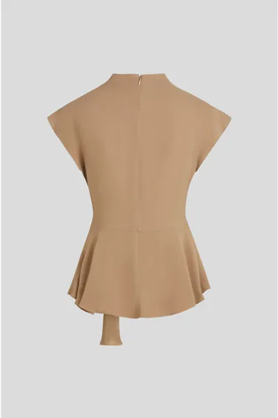 Blúzka Karl Lagerfeld Fluid Short Sleeve Knot Blouse Nougat