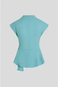 Blúzka Karl Lagerfeld Fluid Short Sleeve Knot Blouse Still Water
