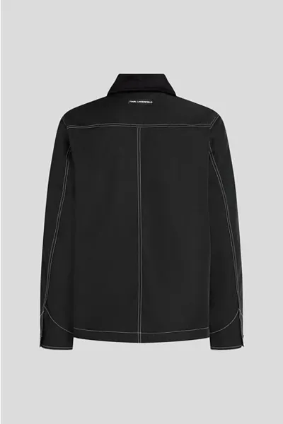 Bunda Karl Lagerfeld Contrast Stitch Bomber Jacket Black