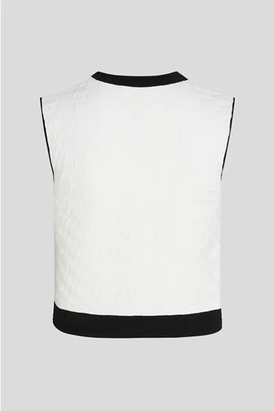 Sveter Karl Lagerfeld Contrast Sleeveless Knit Top Off White