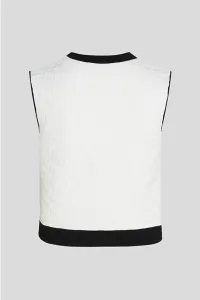Sveter Karl Lagerfeld Contrast Sleeveless Knit Top Off White