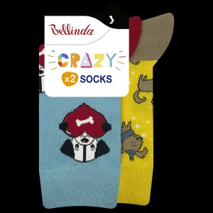Bellinda 
CRAZY SOCKS 2x - Veselé ponožky 2 páry - svetlo modrá - žltá