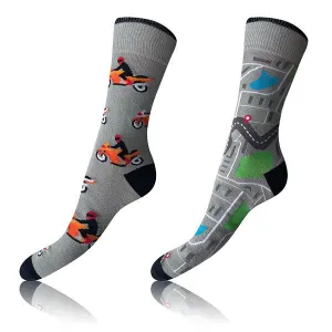 Bellinda 
CRAZY SOCKS 2x - Veselé ponožky 2 páry - sivá - červená - tmavo modrá