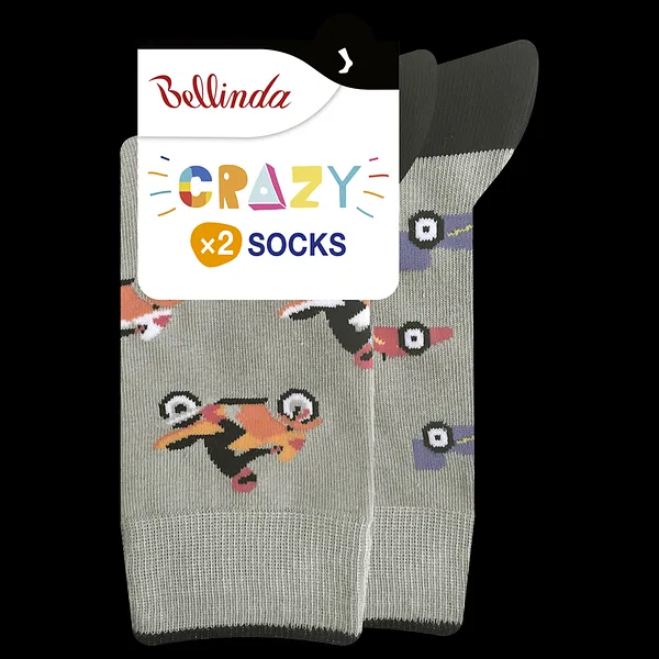 Bellinda 
CRAZY SOCKS 2x - Veselé ponožky 2 páry - sivá - červená - tmavo modrá