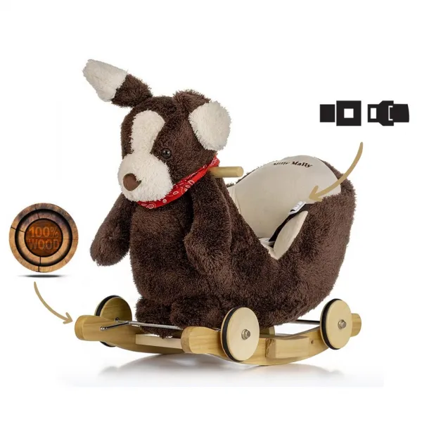 Hojdací psík s melódiou a kolieskami Milly Mally Polly Plus Brown Dog