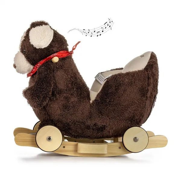 Hojdací psík s melódiou a kolieskami Milly Mally Polly Plus Brown Dog