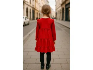 Fashionkids Dievčenské bavlnené červené šaty s volánikmi (86–128) Farba: Červená, Veľkosť: 86