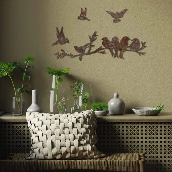 Dekoratívny kovový doplnok na stenu Rusty Birds 2