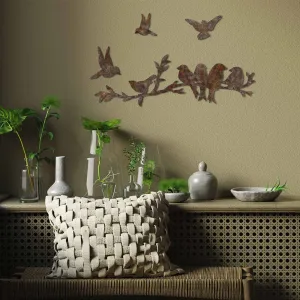 Dekoratívny kovový doplnok na stenu Rusty Birds 2