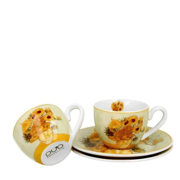 Duo Súprava 2 ks porcelánových hrnčekov Van Gogh Sunflowers 90 ml viacfarebná