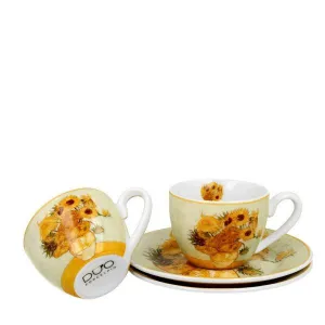 Duo Súprava 2 ks porcelánových hrnčekov Van Gogh Sunflowers 90 ml viacfarebná