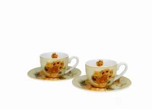 Duo Súprava 2 ks porcelánových hrnčekov Van Gogh Sunflowers 90 ml viacfarebná