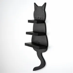 Wallity Nástenná polica Cat čierna