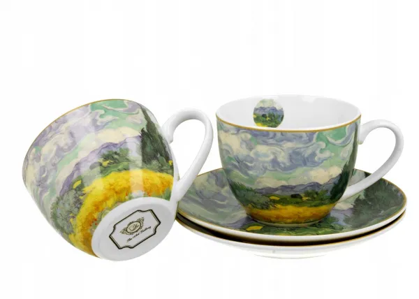 Duo Súprava 2 ks porcelánových hrnčekov Van Gogh Pšeničné pole 90 ml viacfarebná