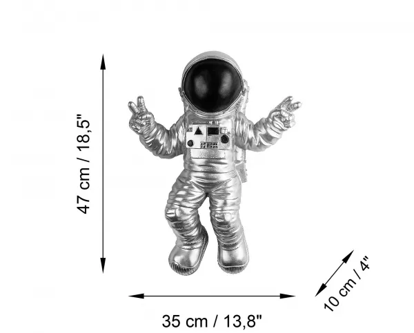 Wallity Nástenná dekorácia Astronaut strieborná/čierna