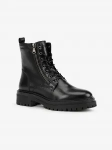 Black Women Ankle Leather Shoes Geox Iridea - Women