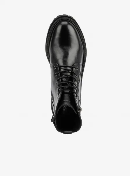 Black Women Ankle Leather Shoes Geox Iridea - Women