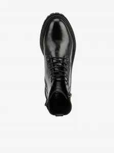 Black Women Ankle Leather Shoes Geox Iridea - Women