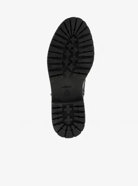 Black Women Ankle Leather Shoes Geox Iridea - Women