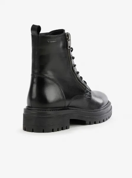 Black Women Ankle Leather Shoes Geox Iridea - Women