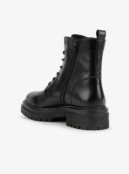 Black Women Ankle Leather Shoes Geox Iridea - Women