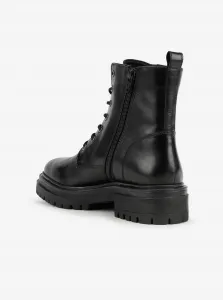 Black Women Ankle Leather Shoes Geox Iridea - Women