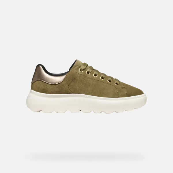 Khaki Women's Geox Spherica EC4.1 Sneakers - Women's
