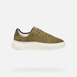 Khaki Women's Geox Spherica EC4.1 Sneakers - Women's