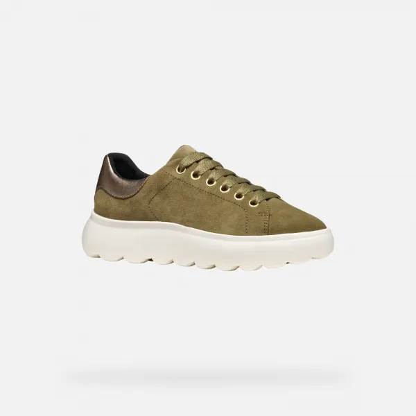 Khaki Women's Geox Spherica EC4.1 Sneakers - Women's