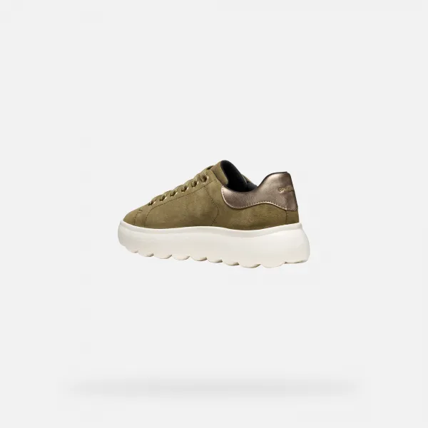 Khaki Women's Geox Spherica EC4.1 Sneakers - Women's
