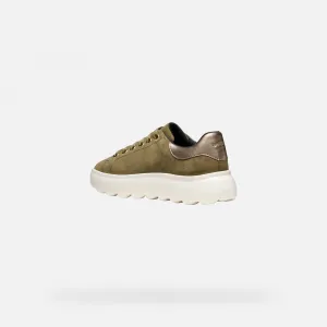 Khaki Women's Geox Spherica EC4.1 Sneakers - Women's