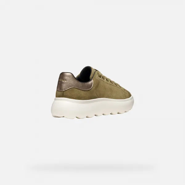 Khaki Women's Geox Spherica EC4.1 Sneakers - Women's
